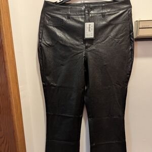 Paige Womens 30 Black Faux Leather High Rise Manhattan Boot Pants NWT